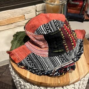 Multi Patch Work Wide Brim Hat
